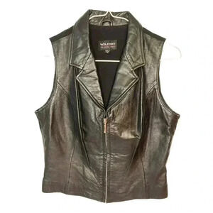 Vintage Women’s Medium Wilson’s Black Leather 90s Y2K Vest
